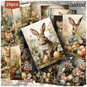 Vintage Spring Easter Bunny Craft Scrapbooking Spring Post Cards Junk Journal